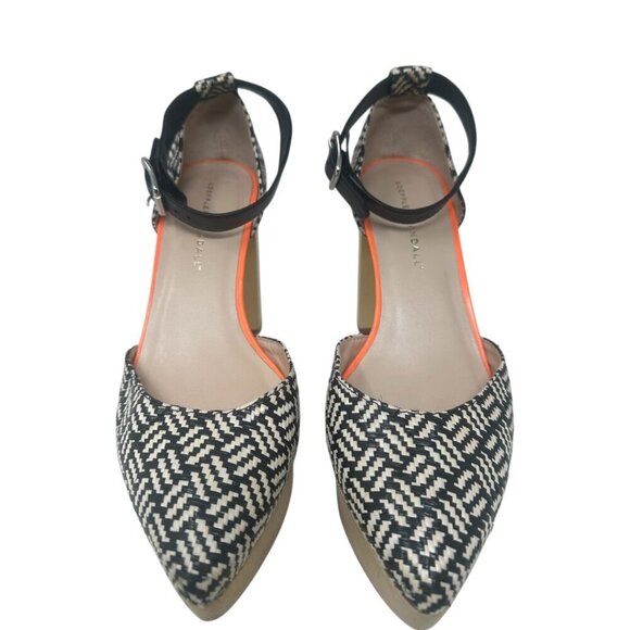 Rare Loeffler Randall Raffia Wooden Platform Pointed Toe Heels 8.5 Boho Retro - Picture 4 of 14